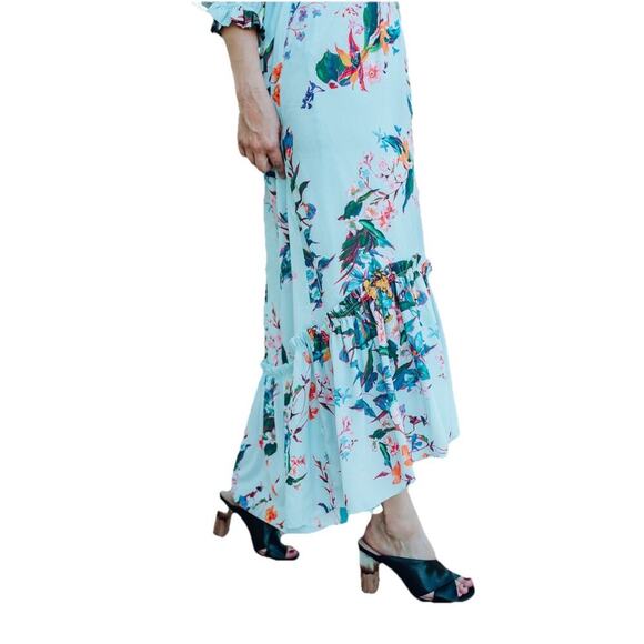 HUNTER BELL MIDI DRESS WILDFLOWER TROPICAL RUFFLE EMBELLISHMENT SZ 4 RELAXED - Picture 15 of 16